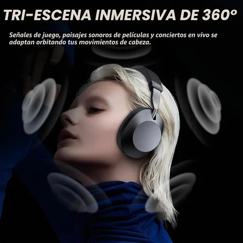 Vista 2 de SOMIC Air One ANC - Auriculares inalámbricos Bluetooth, audio espacial personalizado, cancelación activa de ruido híbrida, auriculares Bluetooth