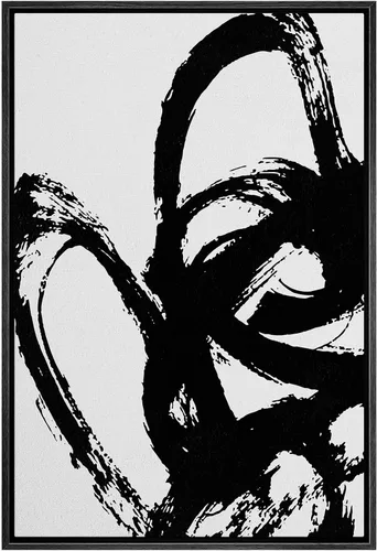 Vista 11 de SIGNWIN - Lienzo enmarcado para pared, patrón de anillo circular en negro, gris y blanco, formas abstractas, ilustraciones, arte moderno