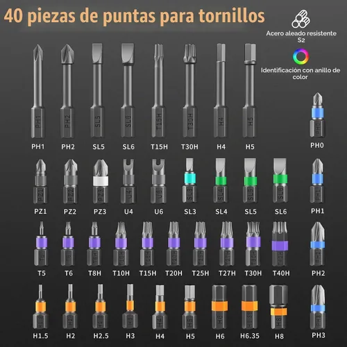 Vista 7 de Juego de destornilladores de trinquete 43 en 1 con mango desmontable, cabezal de trinquete de 6.2°, combinación sin puntas de acero Multi S2, kit