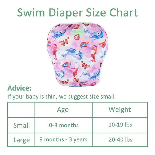 Vista 3 de Wegreeco Pañal de natación reutilizable ajustable para bebés y niños pequeños (sirena, grande, paquete de 3)