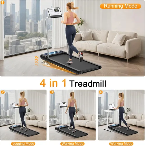 Vista 2 de Almohadilla para caminadora con 0-8% de inclinación, alfombrilla de caminadora de 2.5 HP para el hogar y la oficina, cinta de correr portátil