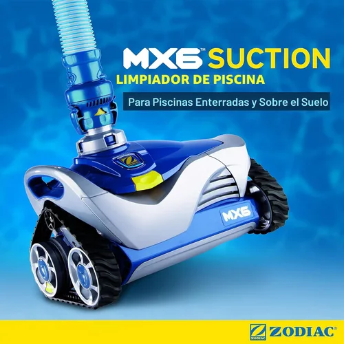 Vista 2 de Limpiador para piscina Zodiac MX6 por succión lateral en tierra, con succión ciclónica y X-Trax para una maniobrabilidad extrema