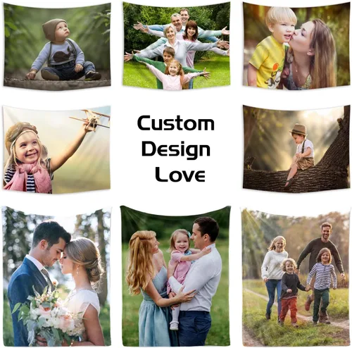 Vista 5 de GYETPONG Imagen de carga de tapiz personalizado, regalo personalizado, para añadir tu foto, logotipo, texto, tapiz personalizado, tapiz para colgar