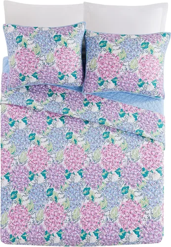 Vista 3 de Vera Bradley Happy Hydrangea - Juego de edredón de 3 piezas, tamaño King