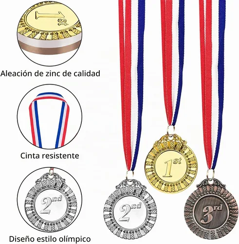 Vista 2 de 12Pcs Medallas de Oro Medallas de Premio para Deportes Escolares