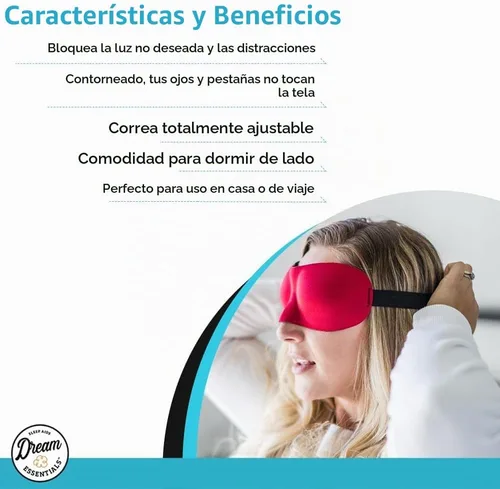 Vista 4 de Antifaz contorneado para dormir Dream Essentials, con tapones para los oídos y funda de transporte, color negro