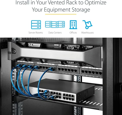 Vista 5 de StarTech Estante para rack de servidores de 2U - Bandeja voladiza universal ventilada para montaje en rack y gabinete de equipo de red de 19