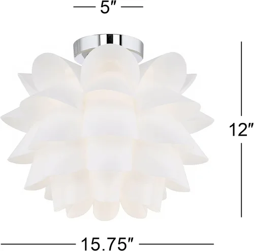 Vista 4 de Lámpara de techo flor blanca de Possini Euro Design, 15 3/4 pulgadas de ancho