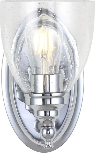 Vista 6 de JONATHAN Y Lámpara de pared LED cromada de 5.5 pulgadas, cableado para baño, pantalla de vidrio transparente con semillas, iluminación de pasillo