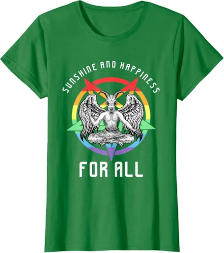 Vista 33 de Funny Sunshine and Happiness for All LGBT Gay Pride Baphomet Camiseta Negro