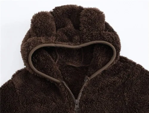 Vista 3 de Chaqueta con capucha de forro polar con cremallera para niños y niñas