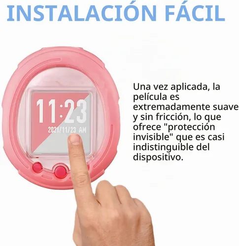 Vista 2 de Protector de pantalla compatible con Tamagotchi Uni y Smart, película transparente de PET de cobertura completa HD