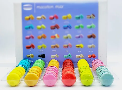 Vista 4 de 12 sombras de Macs Volumen #1 Color afrutado Macarons franceses sin gluten, 48 macarons surtidos