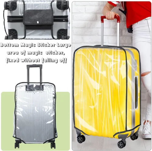 Vista 4 de Reginary 8 piezas transparente cubierta de equipaje PVC impermeable maleta cubierta protectora para equipaje Spinner ruedas maleta, Transparente