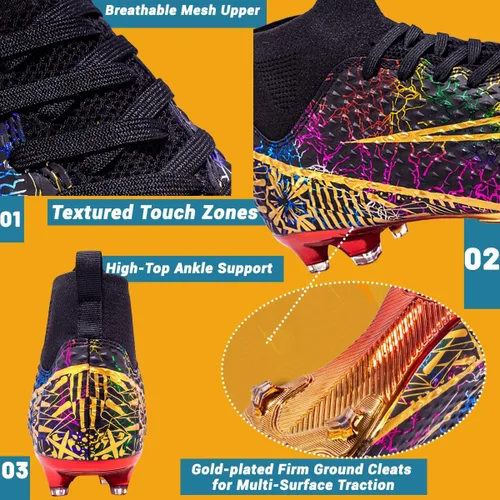 Vista 2 de Maylrvjv Tacos de fútbol unisex ligeros zapatos de fútbol para hombres y mujeres