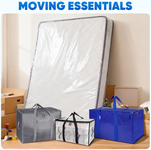 Vista 8 de TICONN 1 bolsa de colchón de plástico para almacenamiento de mudanzas, funda protectora de colchón impermeable, suministros de mudanza de colchones