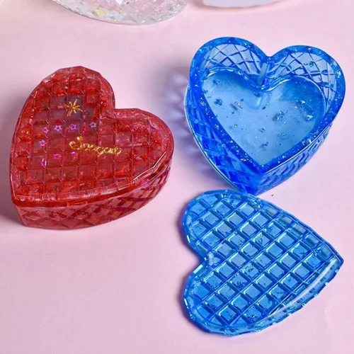 Vista 4 de Moldes de resina para caja de corazón, moldes de caja de silicona, moldes de caja de joyería con tapa, molde de caja de almacenamiento, moldes
