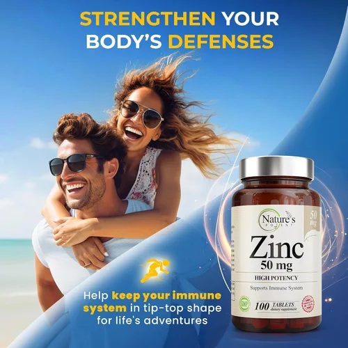 Vista 3 de Suplemento de zinc de 50 mg [alta potencia] - Sistema de apoyo inmunológico de zinc natural (óxido/citrato) 100 comprimidos, fabricado por Nature's