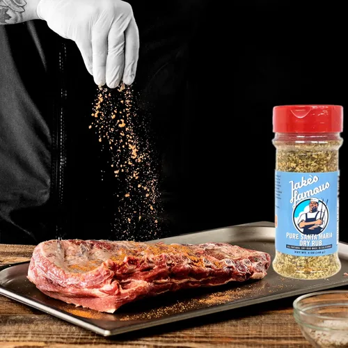 Vista 8 de Jake's Famous Pure Santa María - Condimento seco para carne de res de tres puntas, hamburguesas de carne de cerdo y pollo, 5.0 onzas