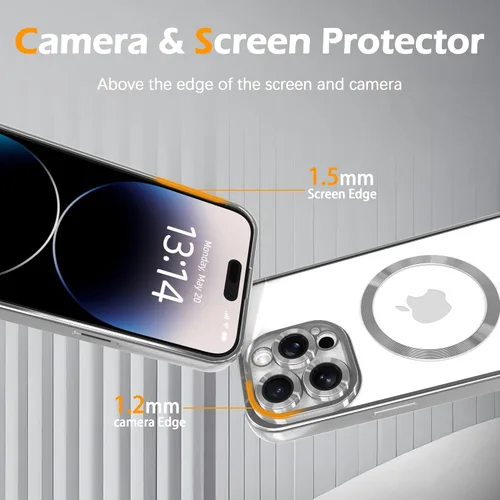 Vista 3 de IAIYOXI Funda magnética transparente para iPhone 7 con protección completa de lente de cámara, compatible con MagSafe, funda de teléfono de TPU