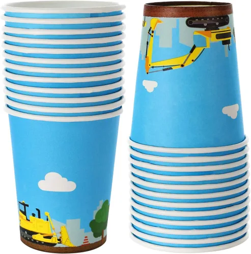 Vista 6 de Juego de 97 piezas de suministros de fiesta de cumpleaños para niños, incluye platos de camión volquete, vasos, servilletas
