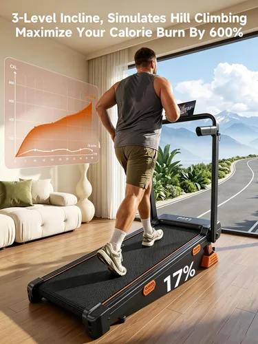 Vista 4 de Almohadilla para caminar inclinada 17% con barra de mango, cintas de correr