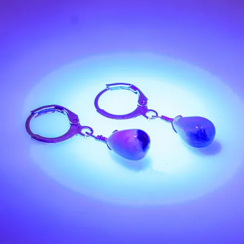 Vista 6 de Aretes de aro de cristal afganita natural Piedras afganas de alto grado Aretes chapados en plata Gota lisa Joyas de piedras preciosas hechas