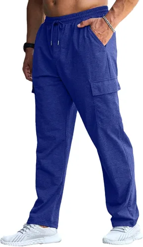 Vista 7 de CTU Pantalones deportivos holgados de moda para hombre, ligeros, para entrenamiento, pantalones deportivos con parte inferior abierta con bolsillos