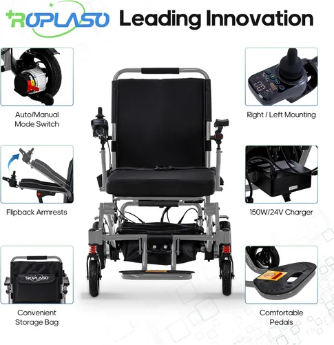 Vista 2 de Silla de ruedas eléctrica ligera de 43 libras para adultos, silla de ruedas motorizada plegable para personas mayores, portátil, todo terreno, 15