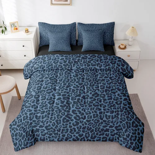Vista 20 de Erosebridal Juego de edredón de 7 piezas con estampado de leopardo, tamaño Queen, juego de ropa de cama súper suave con estampado de guepardo, juego