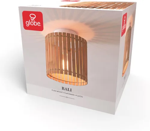 Vista 12 de Globe Electric 65898 Lámpara de techo empotrada de 1 luz, blanco mate, pantalla de bambú natural