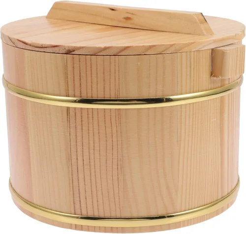 Vista 2 de Barril de arroz de madera Cubo de arroz Cocina de madera: barril de madera al vapor Sushi Arroz Enfriador Tazón de arroz Cuenco de arroz Tina