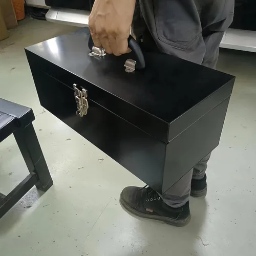 Vista 4 de Caja de herramientas metálica portátil de 16" de gran tamaño, caja de herramientas de 18-galga, caja de aparejos de pesca, organizador de cajones
