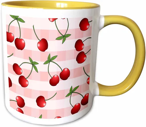 Vista 15 de 3dRose Janna Salak diseños Prints y patrones – Cereza jugosa De Impresión Rojo Cerezas sobre blanco – Tazas, Negro/Blanco