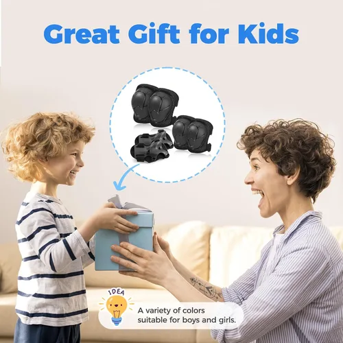 Vista 6 de BOSONER - Equipo de protección básico para niños: juego de rodilleras y coderas con protectores de muñeca para niños de 3 a 15 años - Diseñado