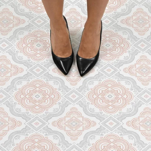 Vista 7 de FloorPops FP3566 Cecilia - Azulejos adhesivos para suelo Peel Stick, blanco y blanco roto