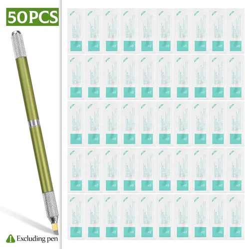 Vista 7 de Atomus Microblading Needles 14 Pin 50pcs Maquillaje Permanente Tatuaje Microblading Cuchillas 14 Agujas para Suministros Microblading, Pluma