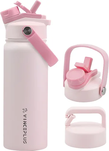 Vista 35 de Botella de agua de acero inoxidable de 32 onzas con tapa 2 en 1, botella de agua aislada al vacío de triple pared, a prueba de fugas, asa