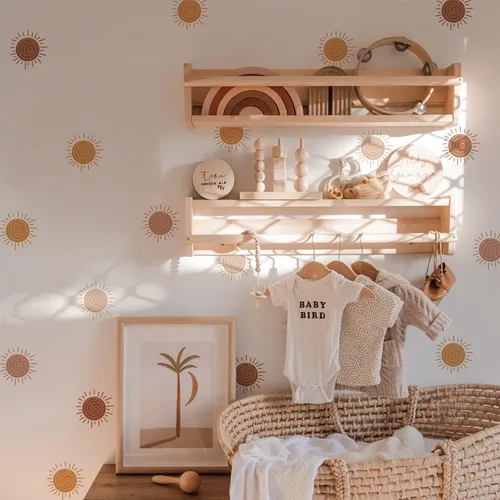 Vista 7 de funlife 72 PIEZAS Adhesivos de pared de flores de acuarela, para pegar y quitar, decoración de pared para dormitorio de niñas, flores boho