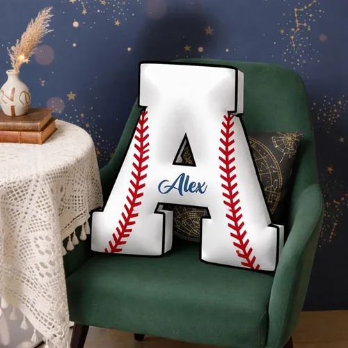 Vista 2 de Almohada personalizada de letras de baloncesto con nombre impreso, almohada de baloncesto con monograma personalizado, cojín deportivo, regalos