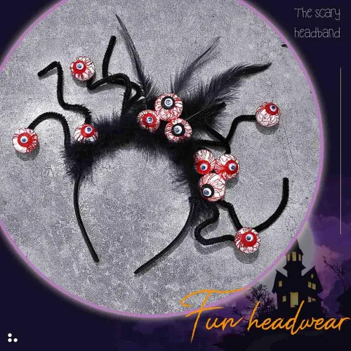 Vista 3 de DRESBE Diadema de ojos de Halloween, diadema de ojos negros, accesorios para el cabello para mujeres y niñas