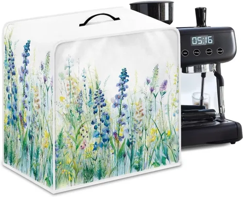 Vista 24 de Funda para cafetera, poliéster, azul, se adapta a la mayoría de máquinas de café estándar, protector resistente al polvo, huellas dactilares