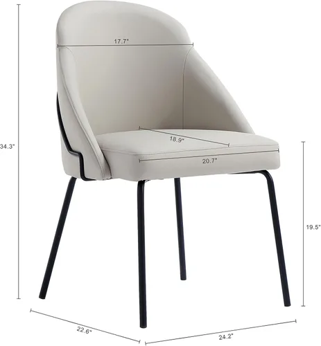 Vista 3 de Manhattan Comfort Gracie - Juego de 1 sillas de comedor modernas de piel sintética, asiento tapizado de piel sintética, patas de acero, espuma