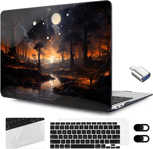 Vista 13 de MEEgoodo Funda para MacBook Air de 13.3 pulgadas 2021 2020 2019 2018 A2337 M1 A2179 A1932, carcasa para laptop para MacBook Air M1 con cubierta