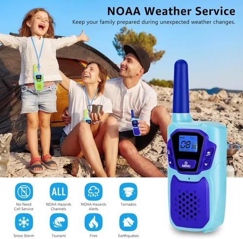 Vista 4 de Topsung Walkie Talkies for Kids Long Range Walkie-Talkie for Adults Rechargeable 6 Pack with Lanyard NOAA USB, Family Pink 2 Way Radio Toys for 3-12