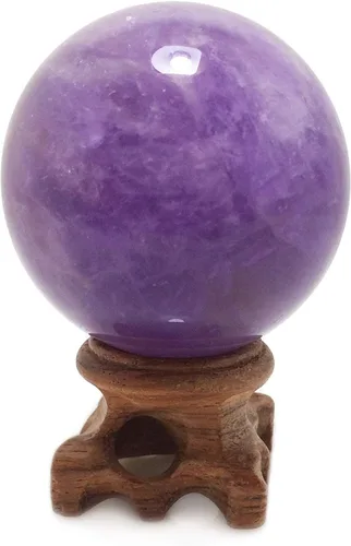 Vista 5 de Polar Jade Esfera de cristal de amatista con soporte de 1.969 in de diámetro, bolas de piedra protectora raras para decoración, curación
