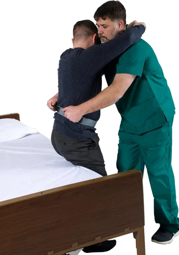 Vista 5 de Patient Aid Cinturón de manipulación de transferencia de pacientes de dos asas, cinturón de marcha para caminar con hebilla de liberación rápida