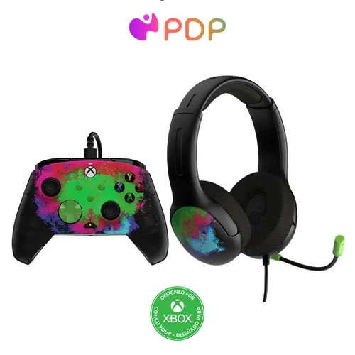 Vista 2 de PDP Space Dust Bundle Pack Rematch Glow Advanced Wired Controller & AIRLITE Glow Wired Headset for Xbox Series XS, Xbox One, & Windows 1011 PC
