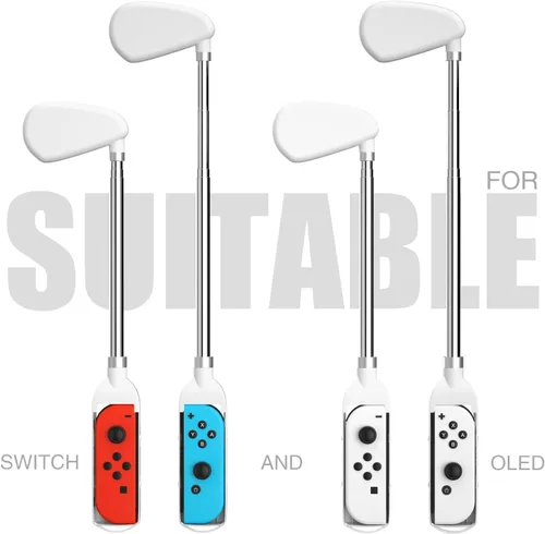 Vista 2 de Clubes de golf para Nintendo Switch Mario Golf Super Rush 2021, mango ajustable compatible con Mario Golf Switch - Blanco