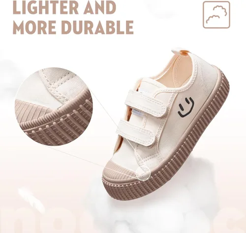 Vista 4 de Zapatos para niños y niñas, zapatos de lona con velcro y suela de color caramelo, tallas 6-14